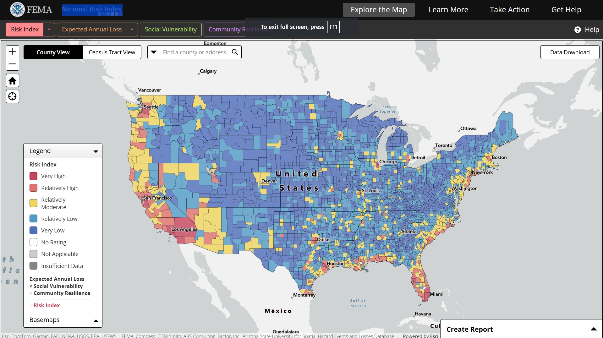 USA national risk map